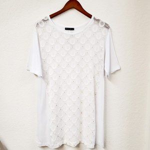 Nally & Millie Lace Front Short Sleeve Tunic